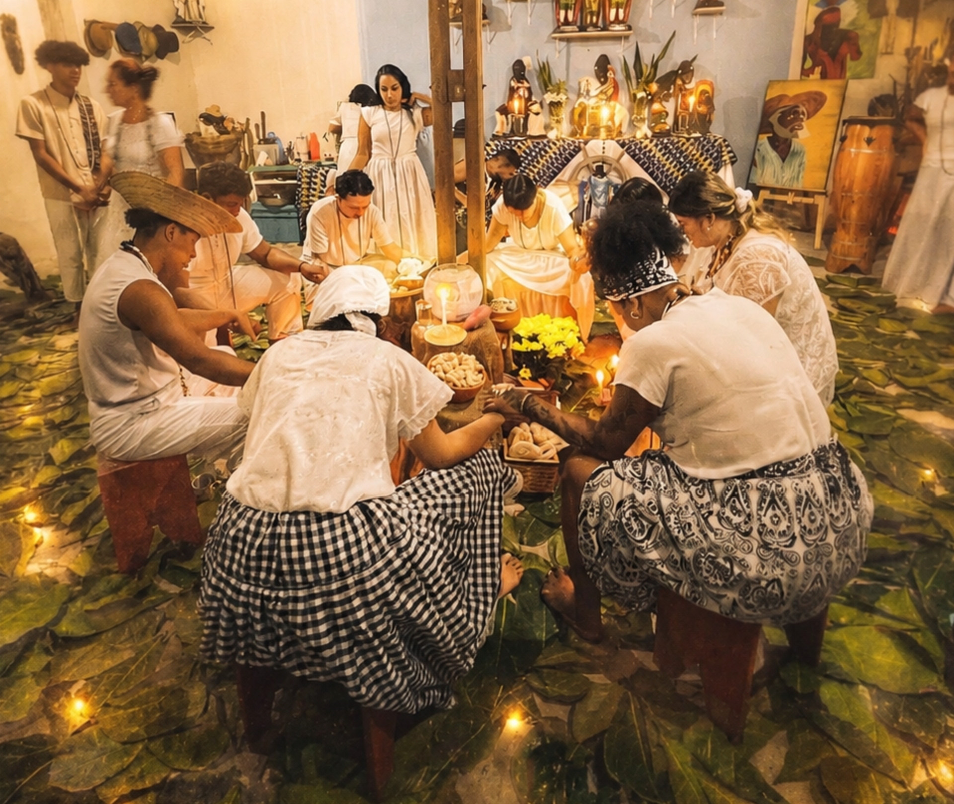 Preto velho reunido ancestral no terreiro de umbanda macumba kimbanda